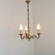 Petite Brass Vintage French Mid Century Traditional 3 Light Chandelier 5365