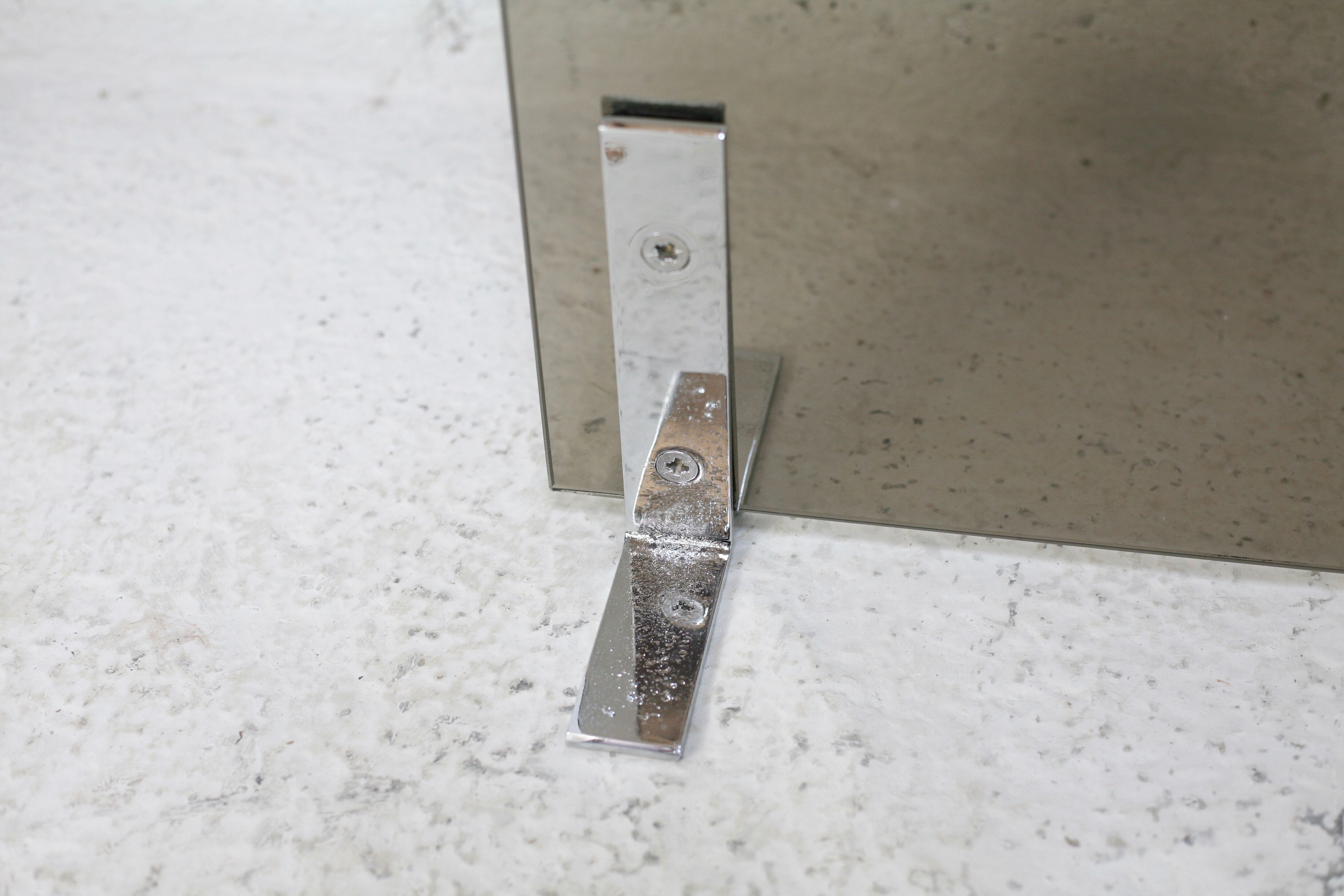 Pare-feu saint-gobain, acier chromé et verre fumé, france, circa 1970