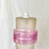 Vintage white and mauve pink frosted glass pendant lamp