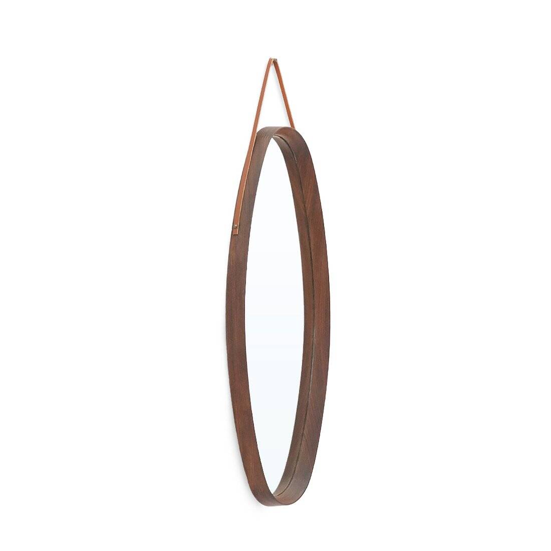 Oval wall mirror in teak, 1960s