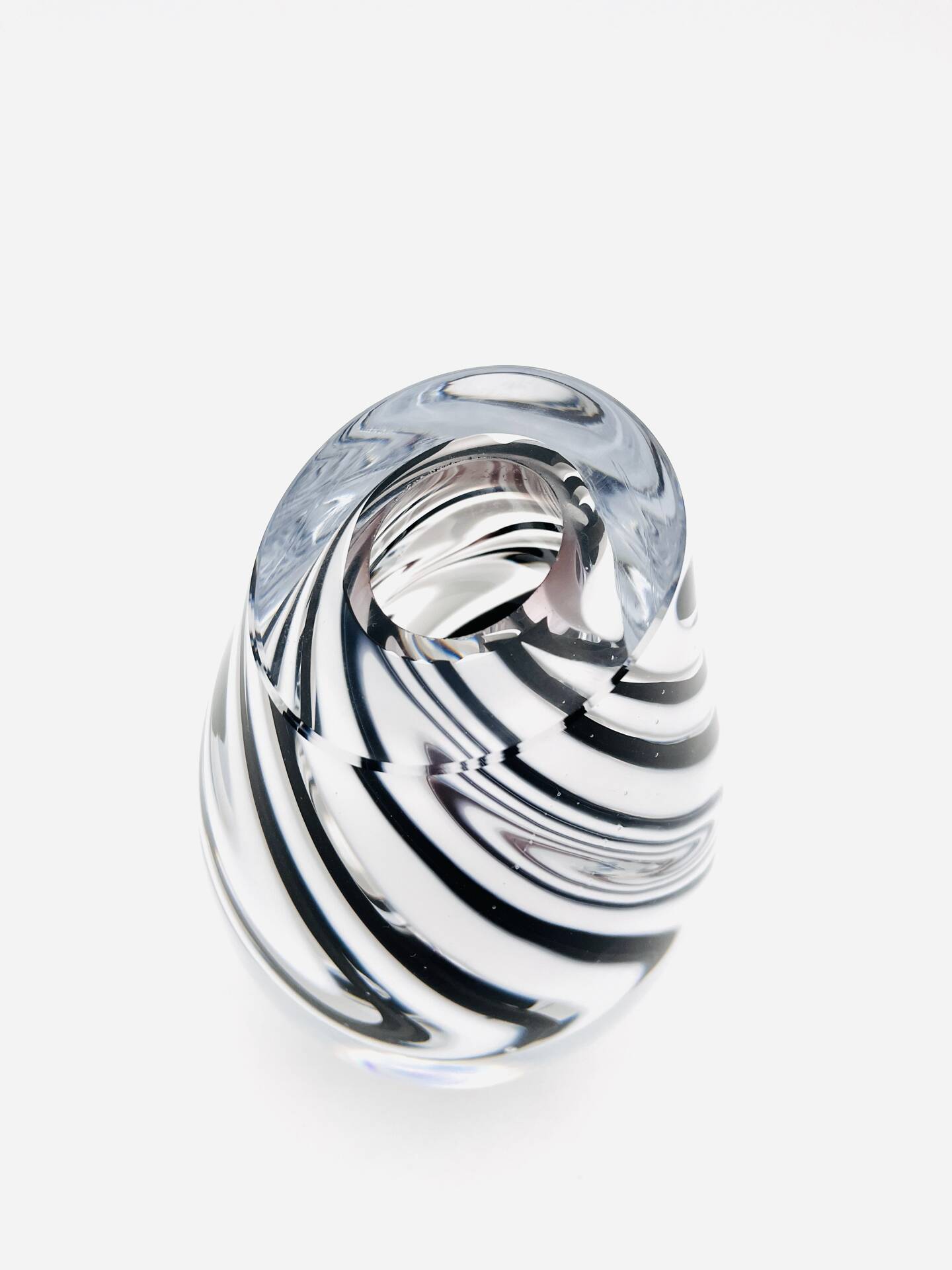 Murano Vase - Sommerso with Stripes - Black & White - 1990
