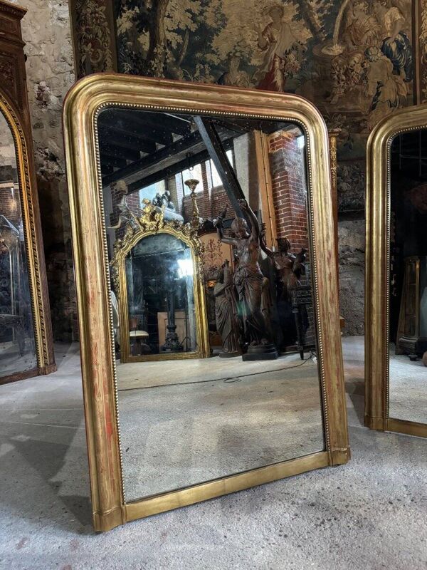 Paire de miroirs d’époque Louis Philippe en bois doré 1m30 x 89 cm