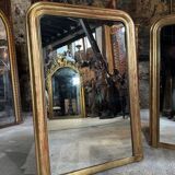 Pair of Louis Philippe period mirrors in gilded wood 1.30m x 89cm