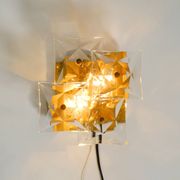 1960s Kinkeldey crystal glass and brass wall lamp in mint condition