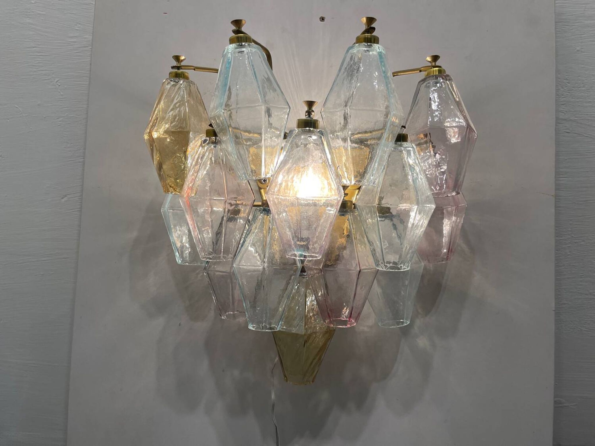 Murano Glass Polygon Sconces Set of 2