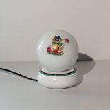 Lampe boule en opaline motif clown vintage 1960