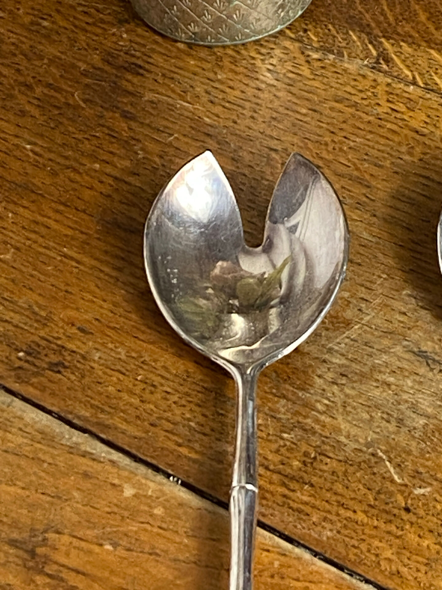 Bamboo-style serving cutlery in silver-plated metal
