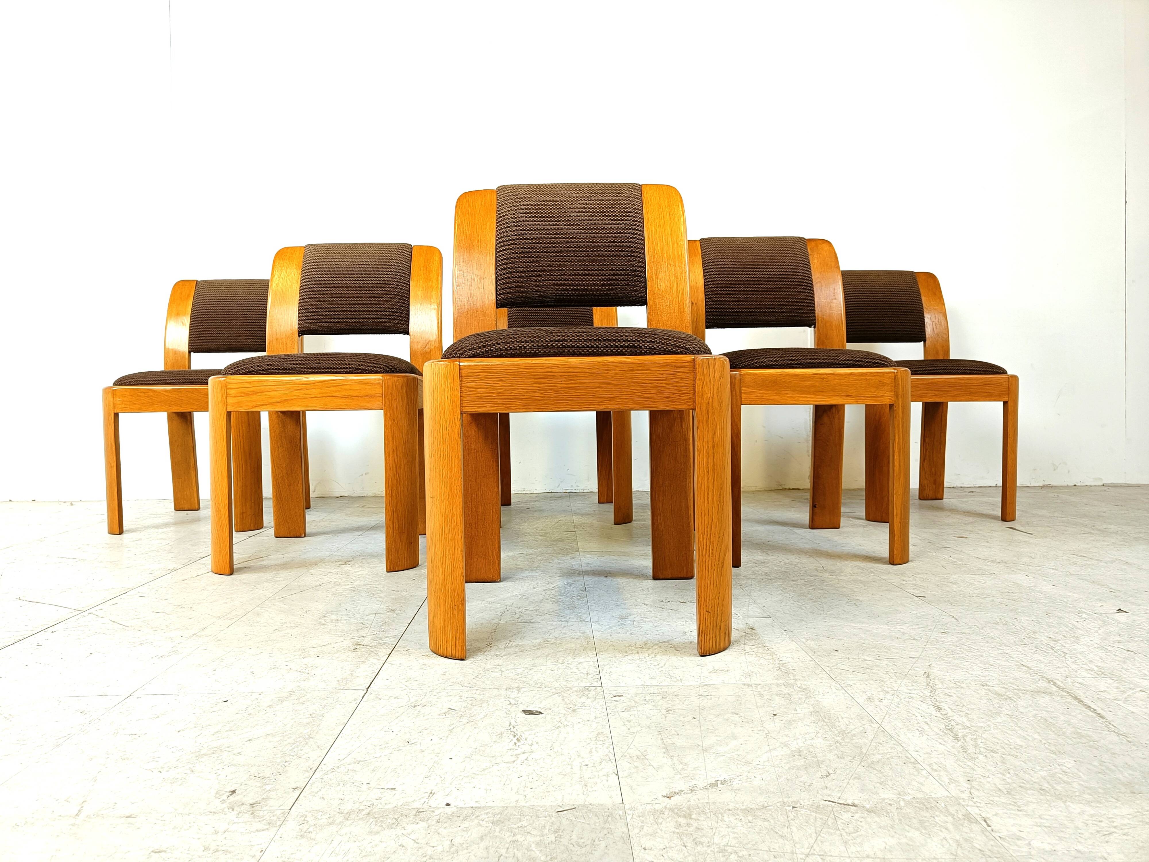 Vintage brutalist dining chairs, set of 6 - 1970s
