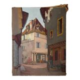 Painting of a French country village