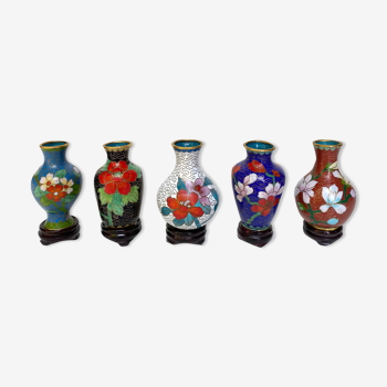 Vases cloisonnés en laiton miniatures collection