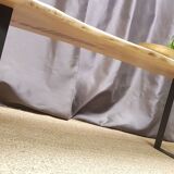 Bleached walnut coffee table square feet metal industrial style