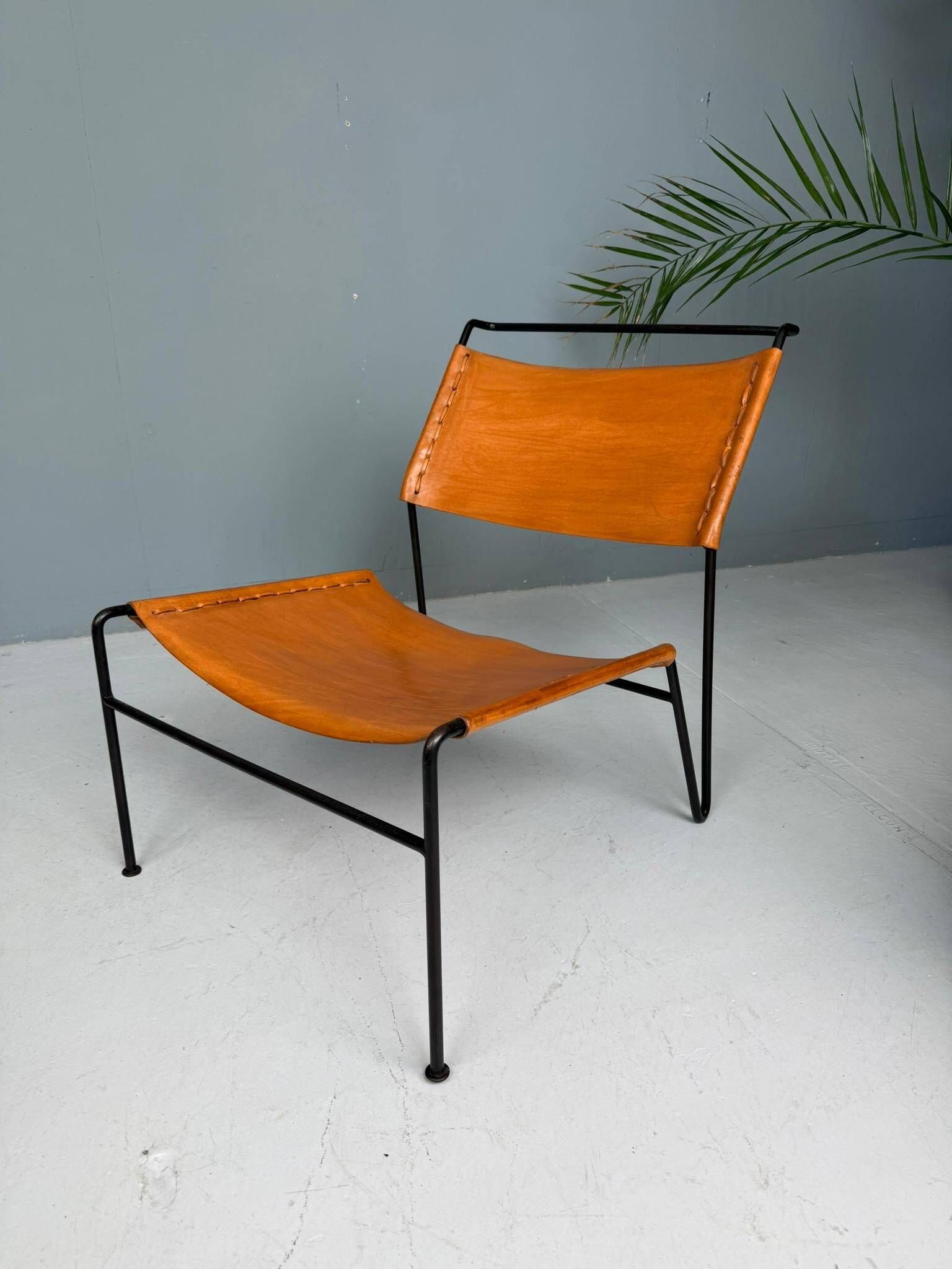 A. A. Dolleman Lounge Chair by Metz & Co, Mid-Century Leather & Metal
