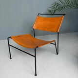 A. A. Dolleman Lounge Chair by Metz & Co, Mid-Century Leather & Metal