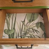 Chiffonnier vert herbarium et bois brut