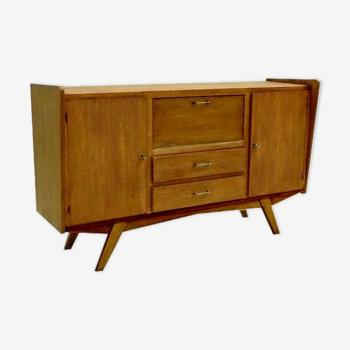 Enfilade buffet vintage scandinave 1950 chêne pieds compas