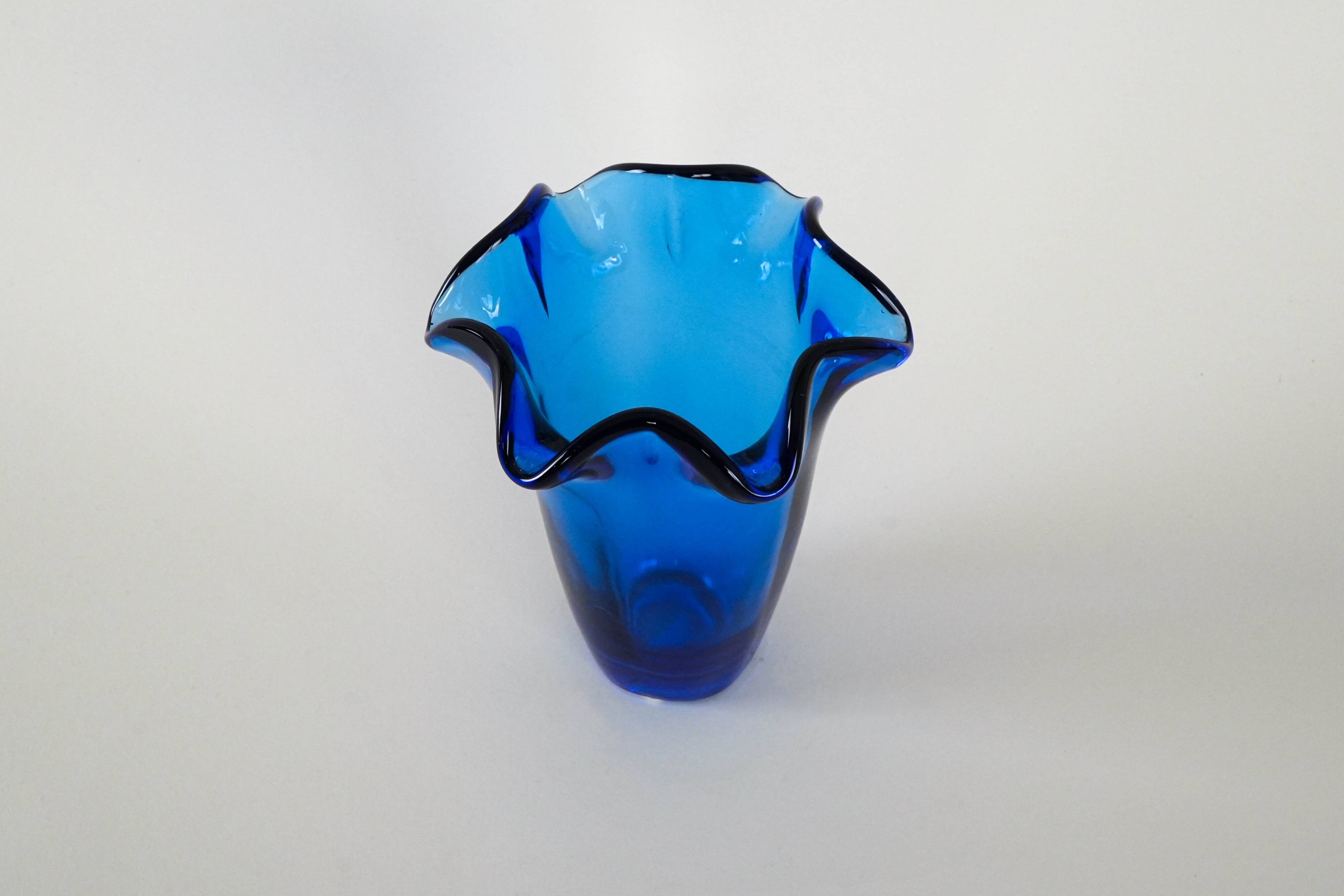 Cobalt glass vase, Danish design, 1970s, made in Denmark