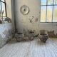 Trio of stone and cement planters, early 1900s