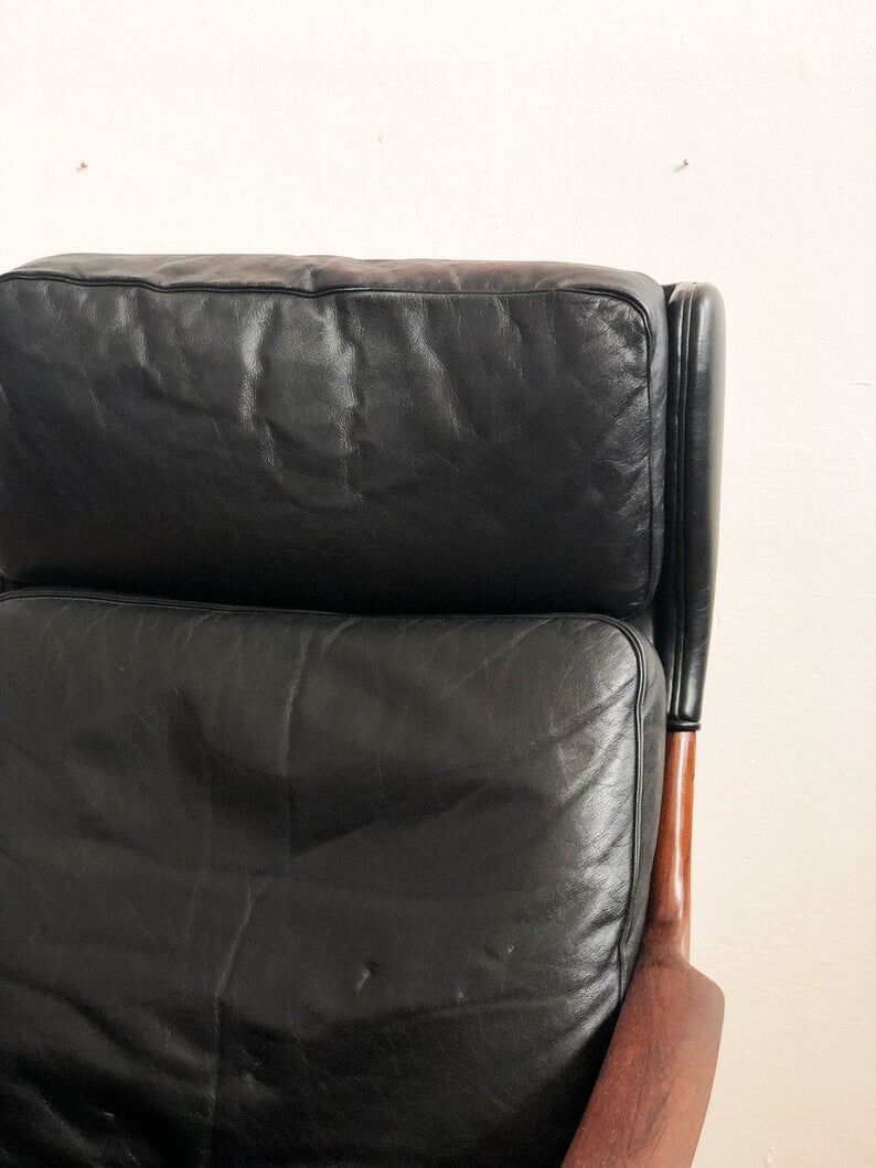 Danish leather and Rosewood armchair
