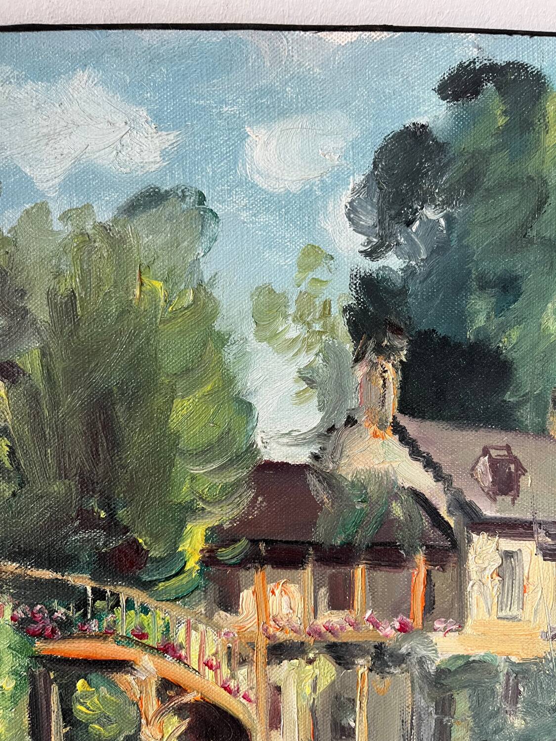 Painting "The Queen's Hamlet" - Versailles, signed