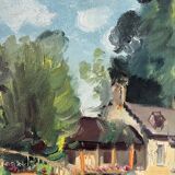 Painting "The Queen's Hamlet" - Versailles, signed