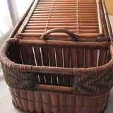 Dining table with removable rattan top & vintage bamboo 60s