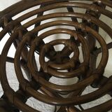 Vintage brown rattan tabout