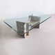 Italian marble coffee table with glass top 1970's