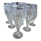 6 flûtes en verre épais ciselé