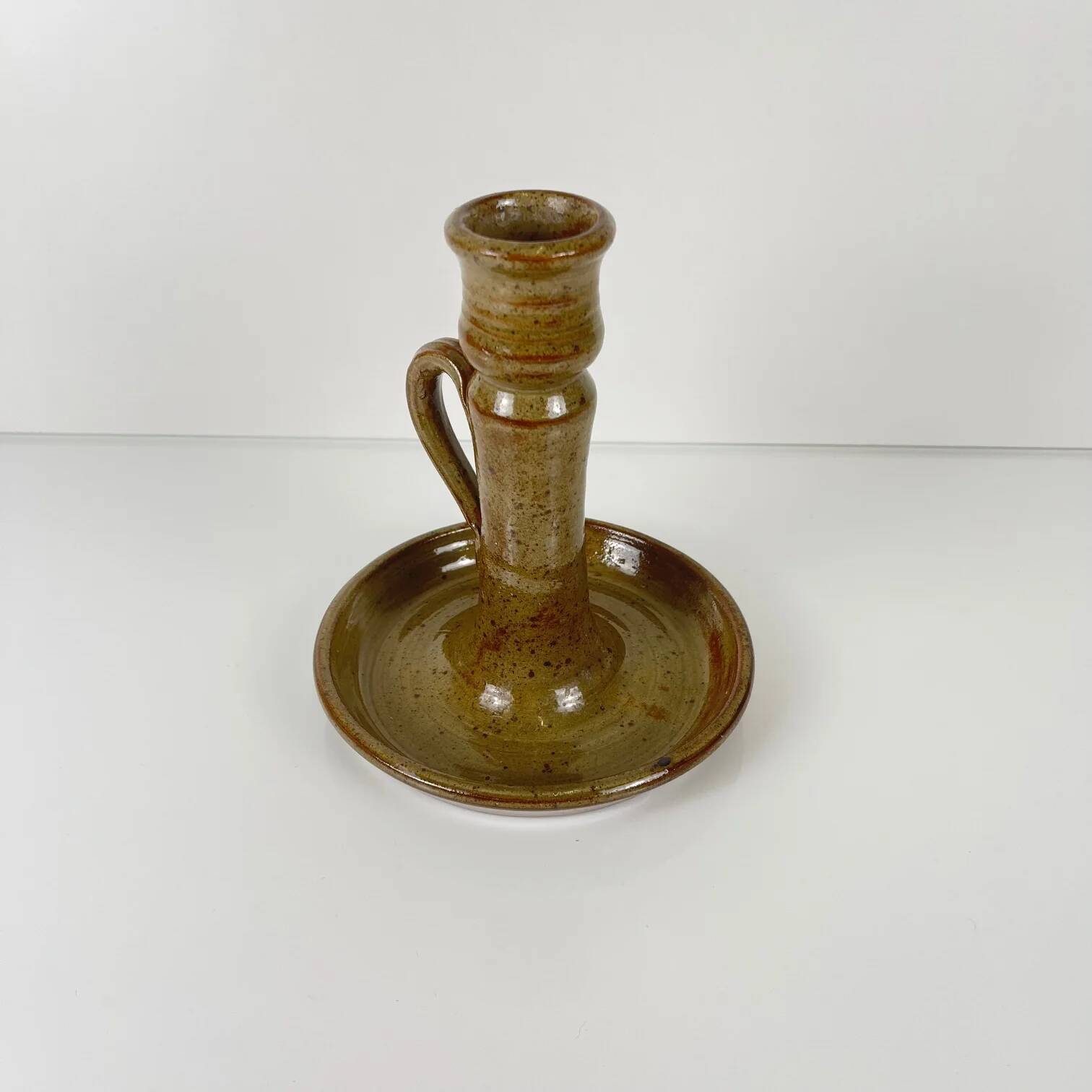 Stoneware hand candlestick