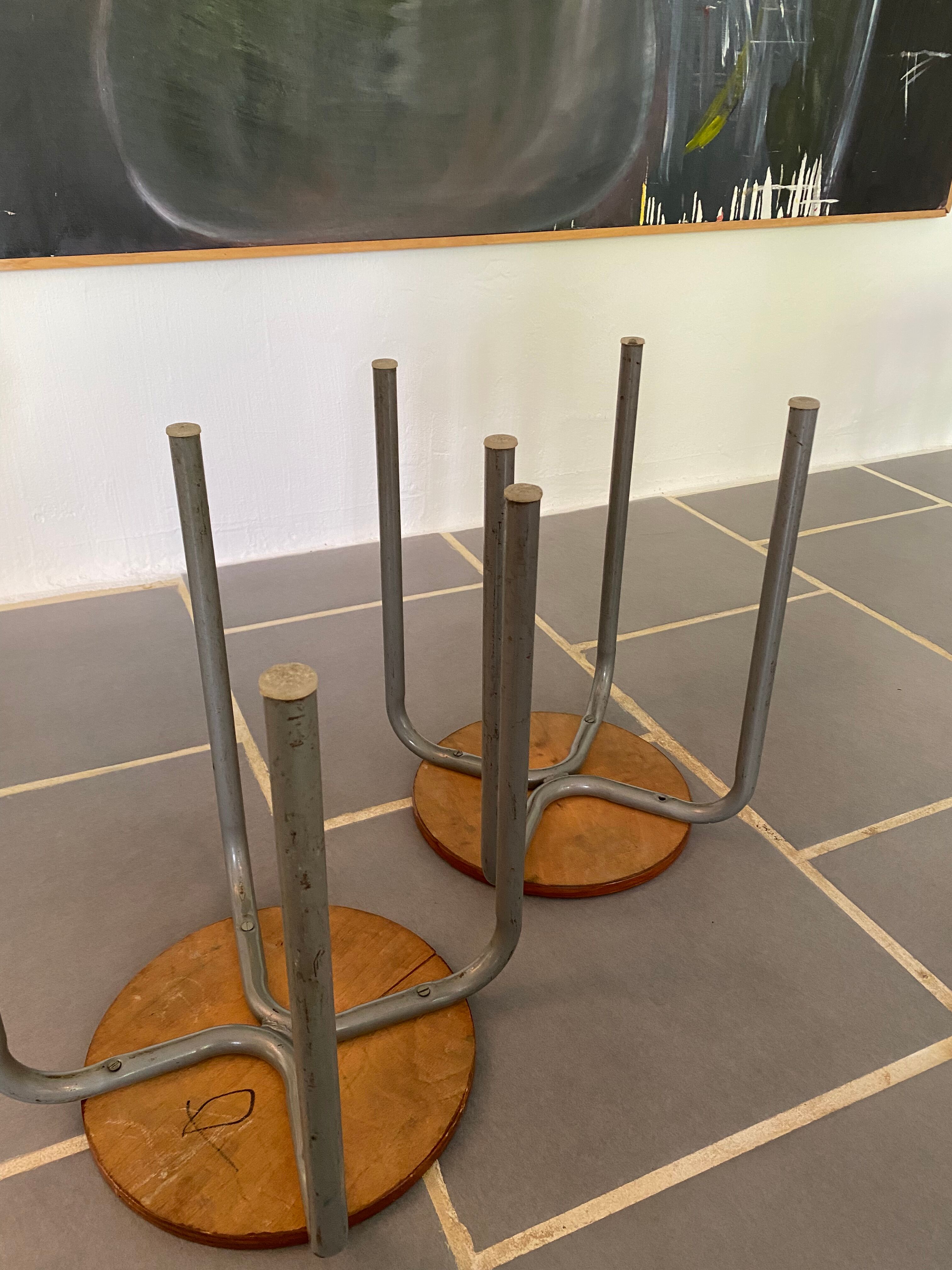 Set of 4 vintage industrial stools 50s