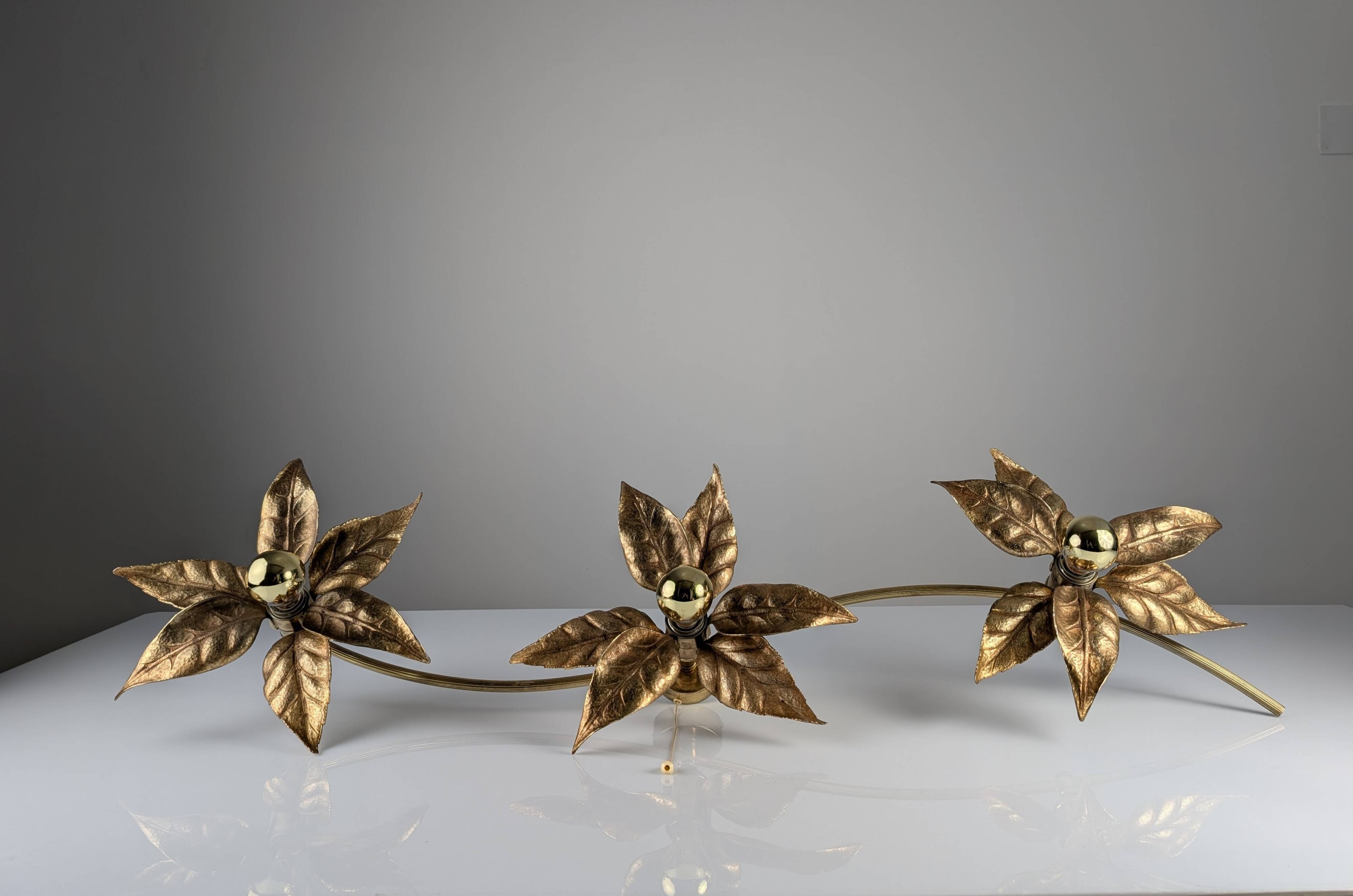 Wall lamp with three flowers by Willy Daro, Belgium, 1970s