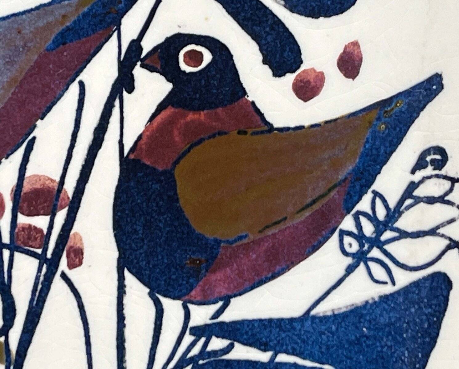 Mid-Century Modern Danish Porcelain Tenera Bowl with Bird Design by Kari Christensen for Aluminia Royal Copenhagen, 1960s