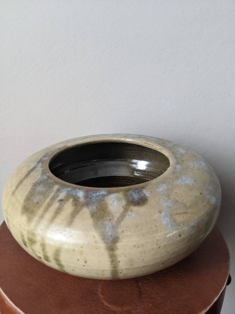 Handmade ceramic vase or empty pocket, Japanese design, Japandi stoneware