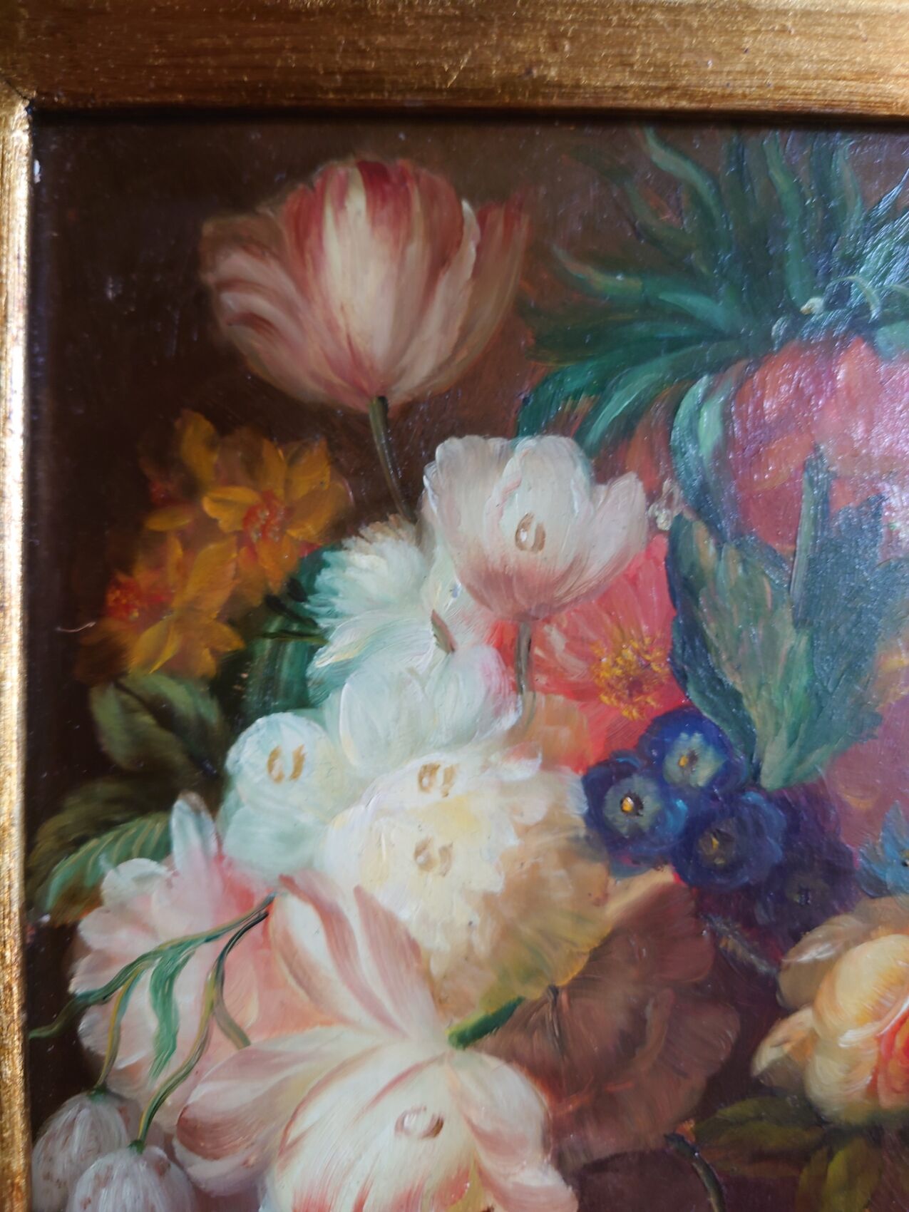 Oil on wood signed gilded frame XX centuries