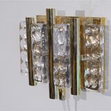 Paire d'appliques scandinave en verre et laiton de Carl Fagerlund