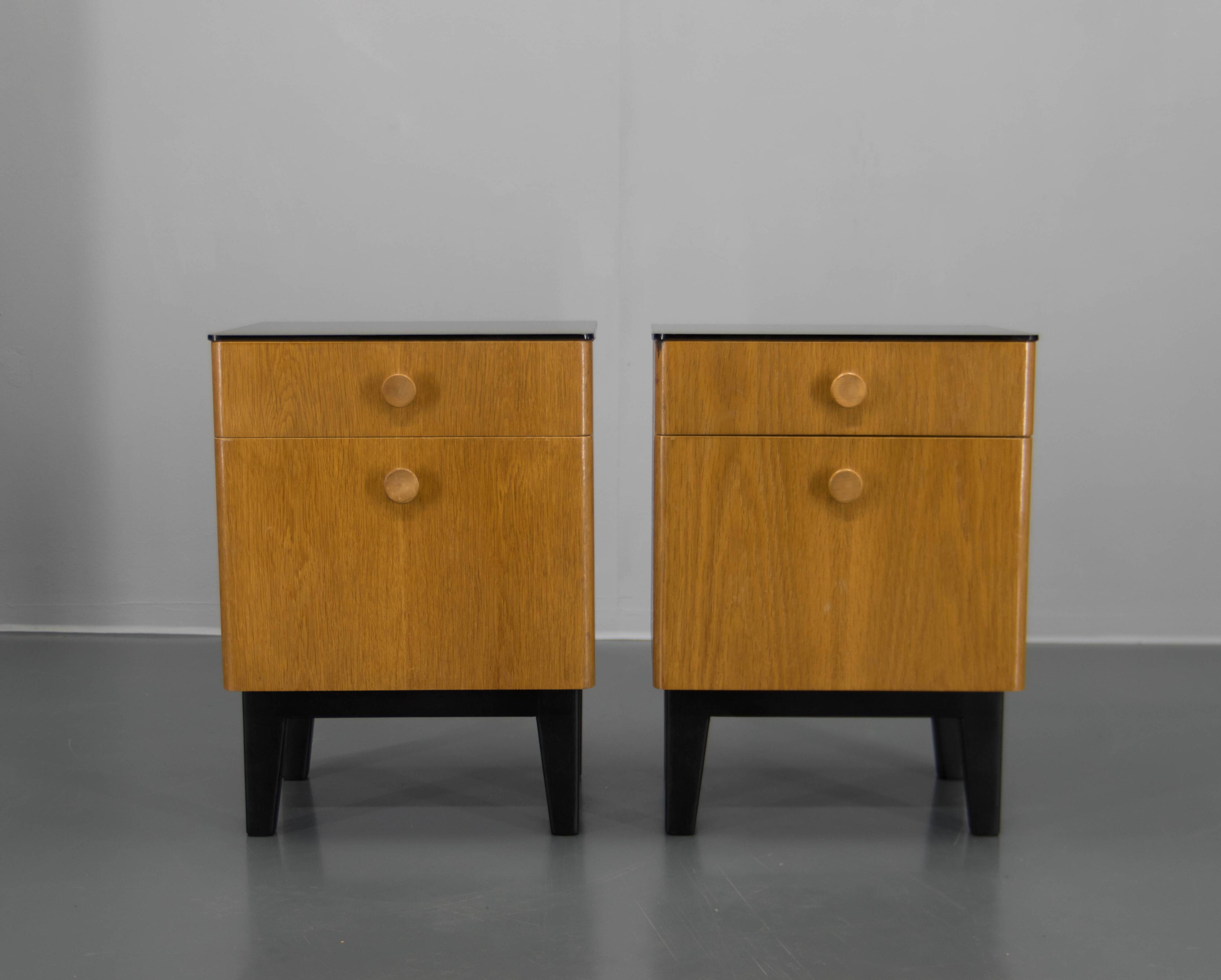 Set of Two Night Stands by Halabala for UP Zavody, 1950s
