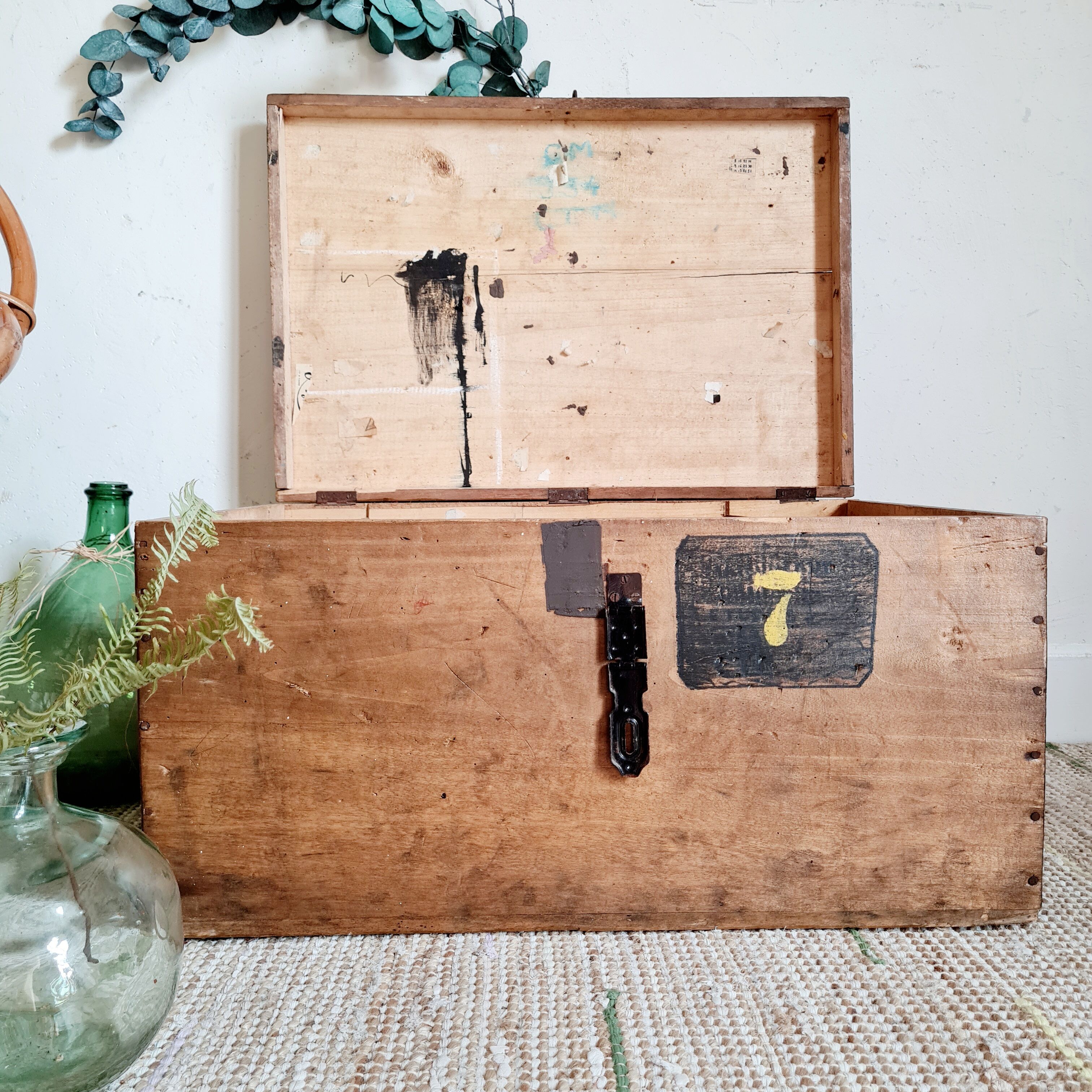 Compartmentalized old wooden chest