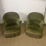 Pair of green toad armchairs