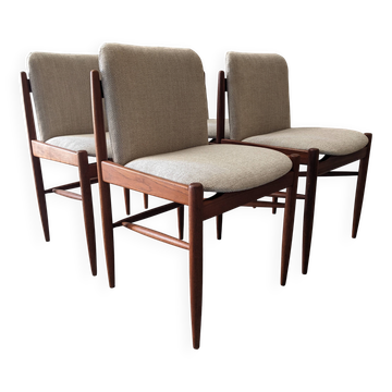Série de 4 chaises scandinaves en teck, Danemark vers 1960