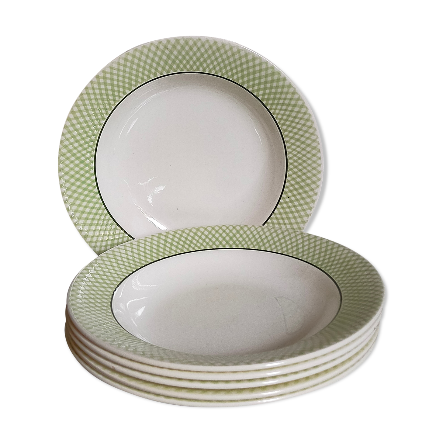 Six assiettes faïence de salins service "iseran" années 50