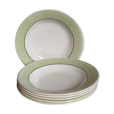 Six assiettes faïence de salins service ''iseran'' années 50