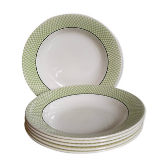 Six earthenware plates of SALINS service "ISERAN" 50s