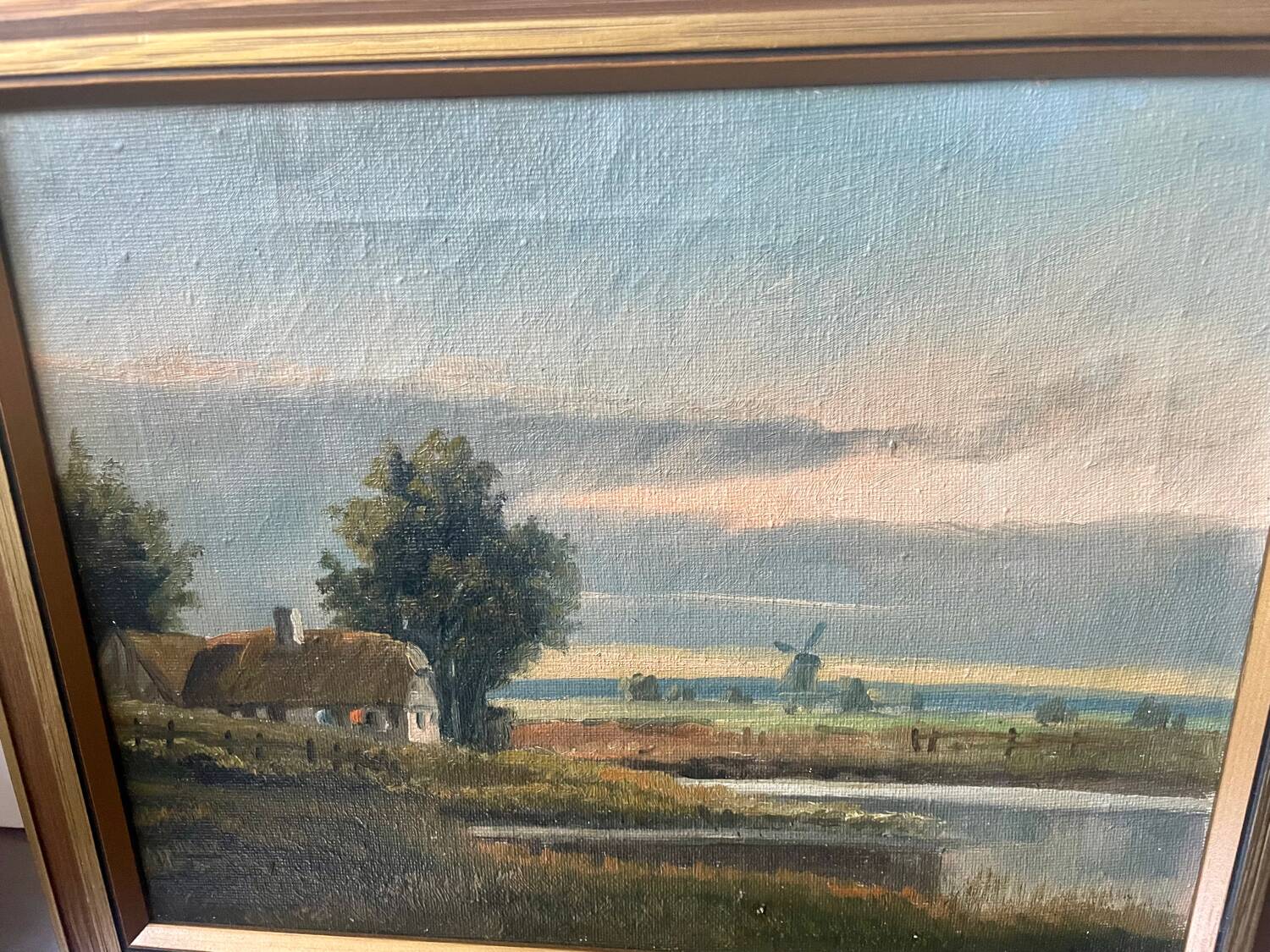 Vintage Landscape oil on canvas With Wooden frame