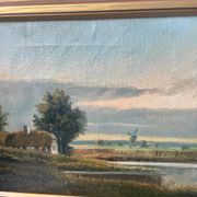 Vintage Landscape oil on canvas With Wooden frame