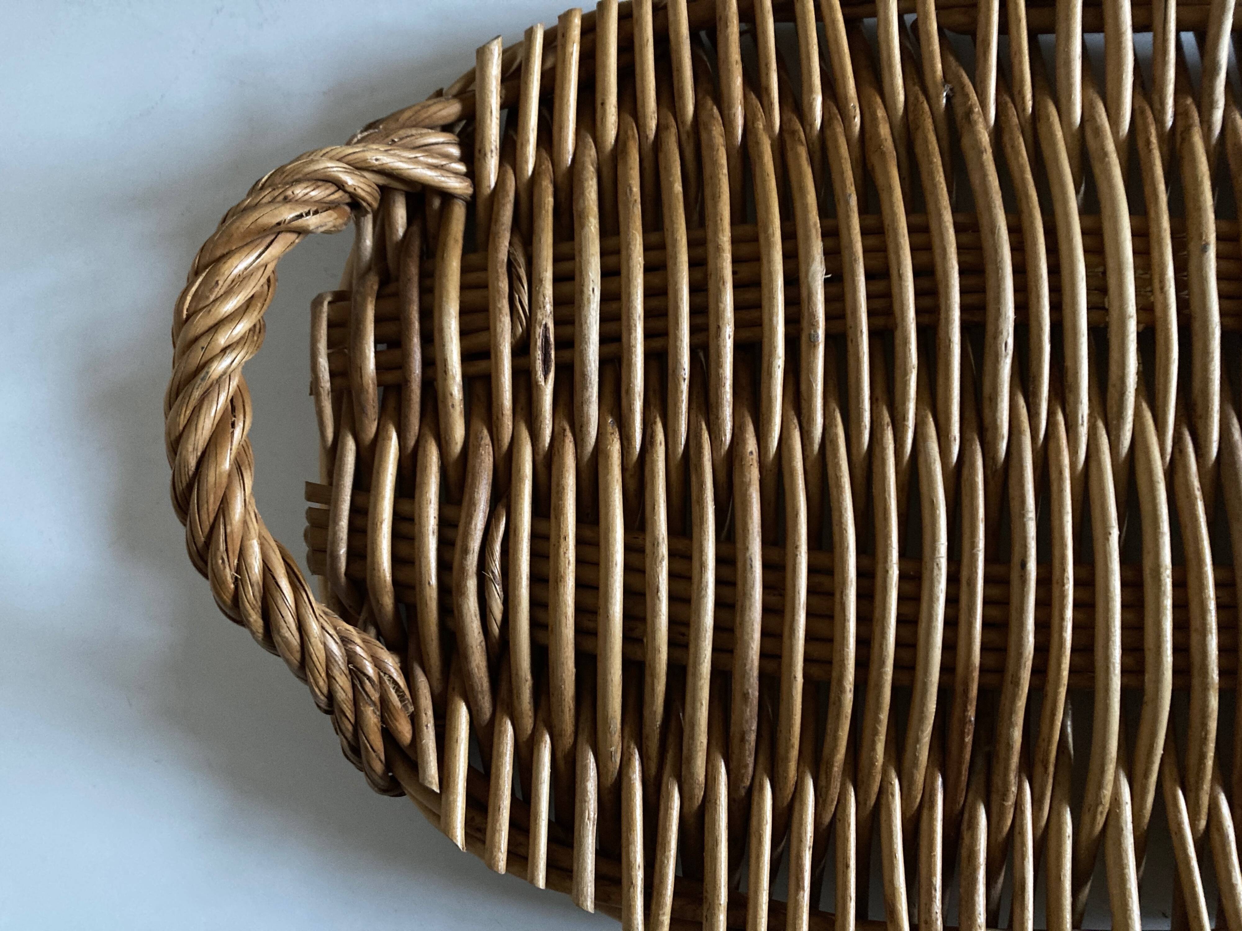 Woven wicker cheese board 1970