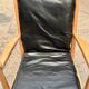 Scandinavian wooden and leather rocking chair