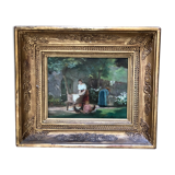 Table: oil on panel representing a lavender
