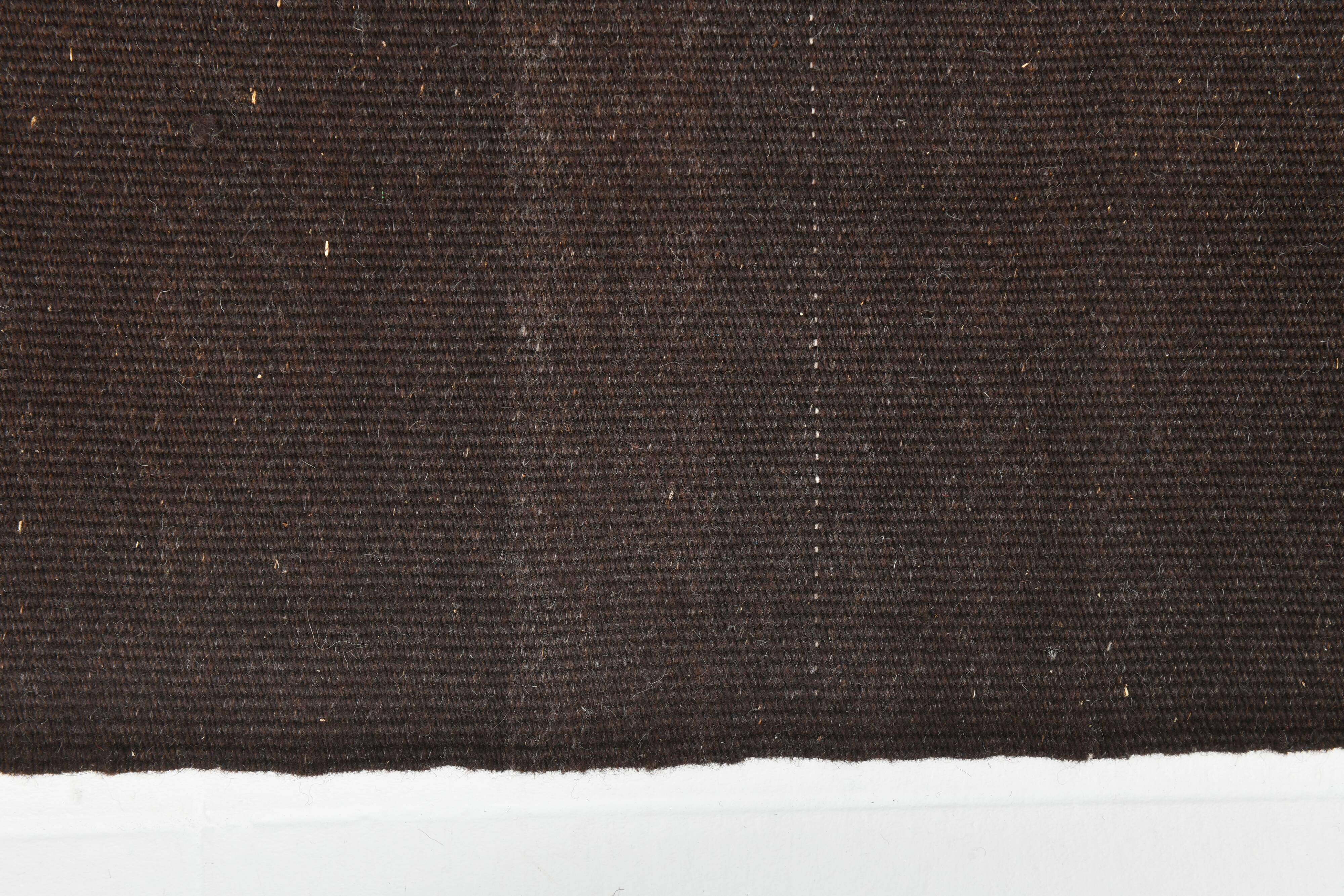 Turkish Dark Brown Modern Vintage Kilim Rug, 320x367Cm