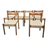 6 chaises Scandinave 1960' sangles tressées