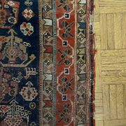 Antique handmade Persian Qashqai nomadic rug – blue background 94x112cm